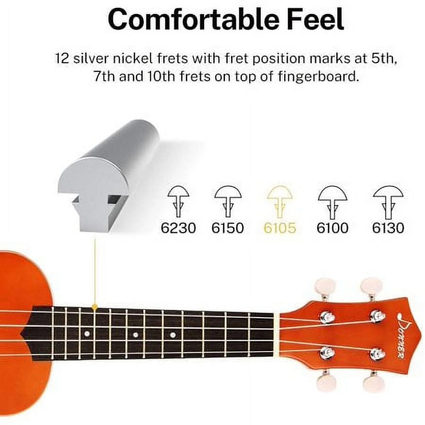 DUS-10M 21" Soprano Ukulele Kit with Online Lesson, Bundle, Strap, String, Tuner, Pick, Polishing Cloth for Beginner, Rainbow Series, Mahogany