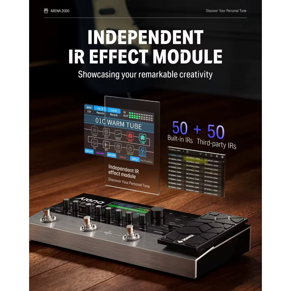 Arena 2000 Multi-Effect Pedal 278 Effects IR AMP Drum Looper MIDI in Effector with Softwear APP for Electric Guitar