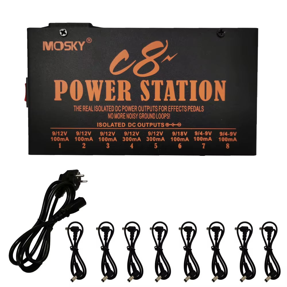 Mosky Guitar Pedal Overdrive Distortion Booster Delay Fuzz Effect Pedal Power Supply Cabinet Simulation Guitar Accessories