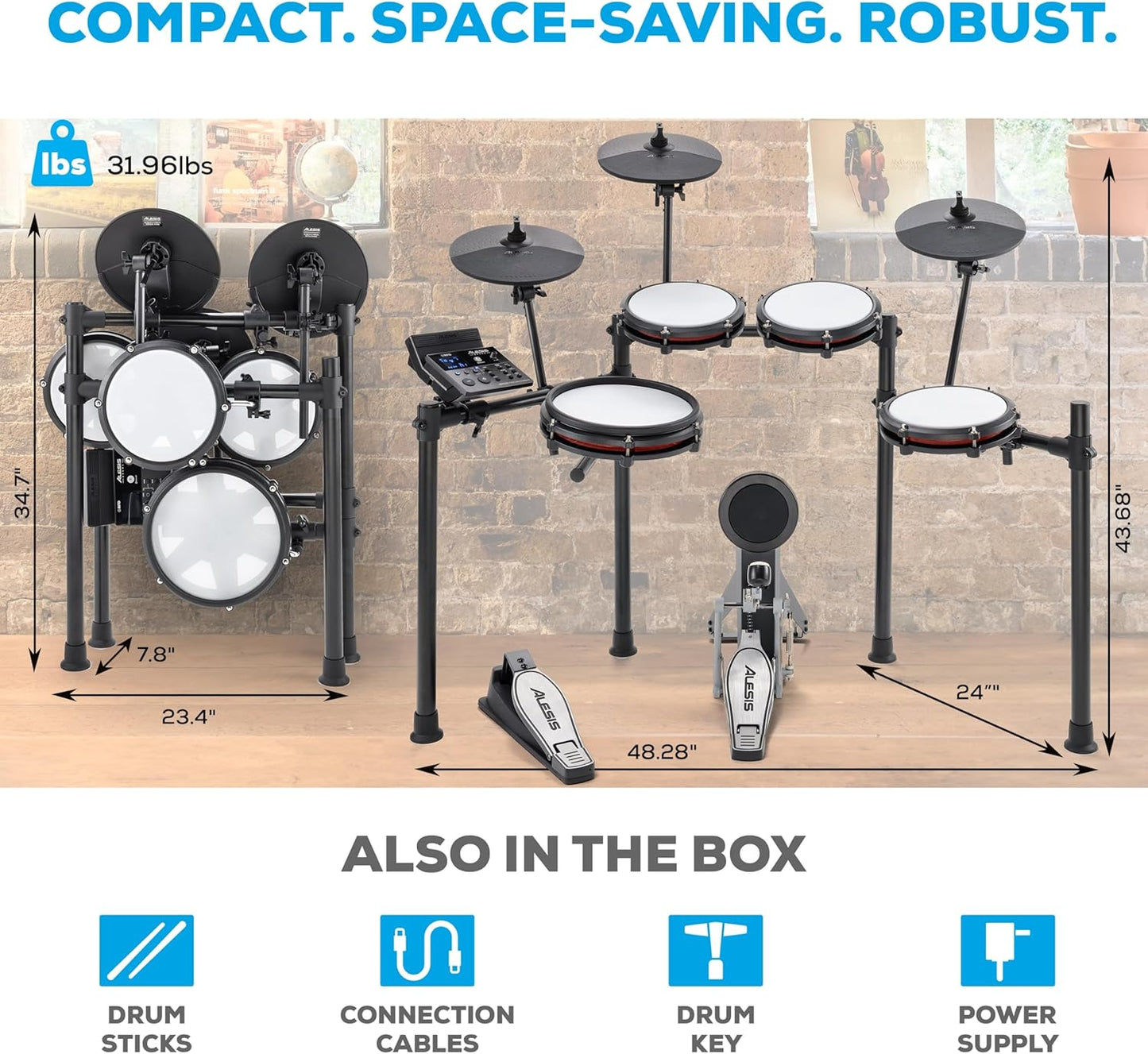 Alesis Nitro Max Electric Drum Kit – Mesh Pads, USB MIDI, 440+ Sounds, Bluetooth