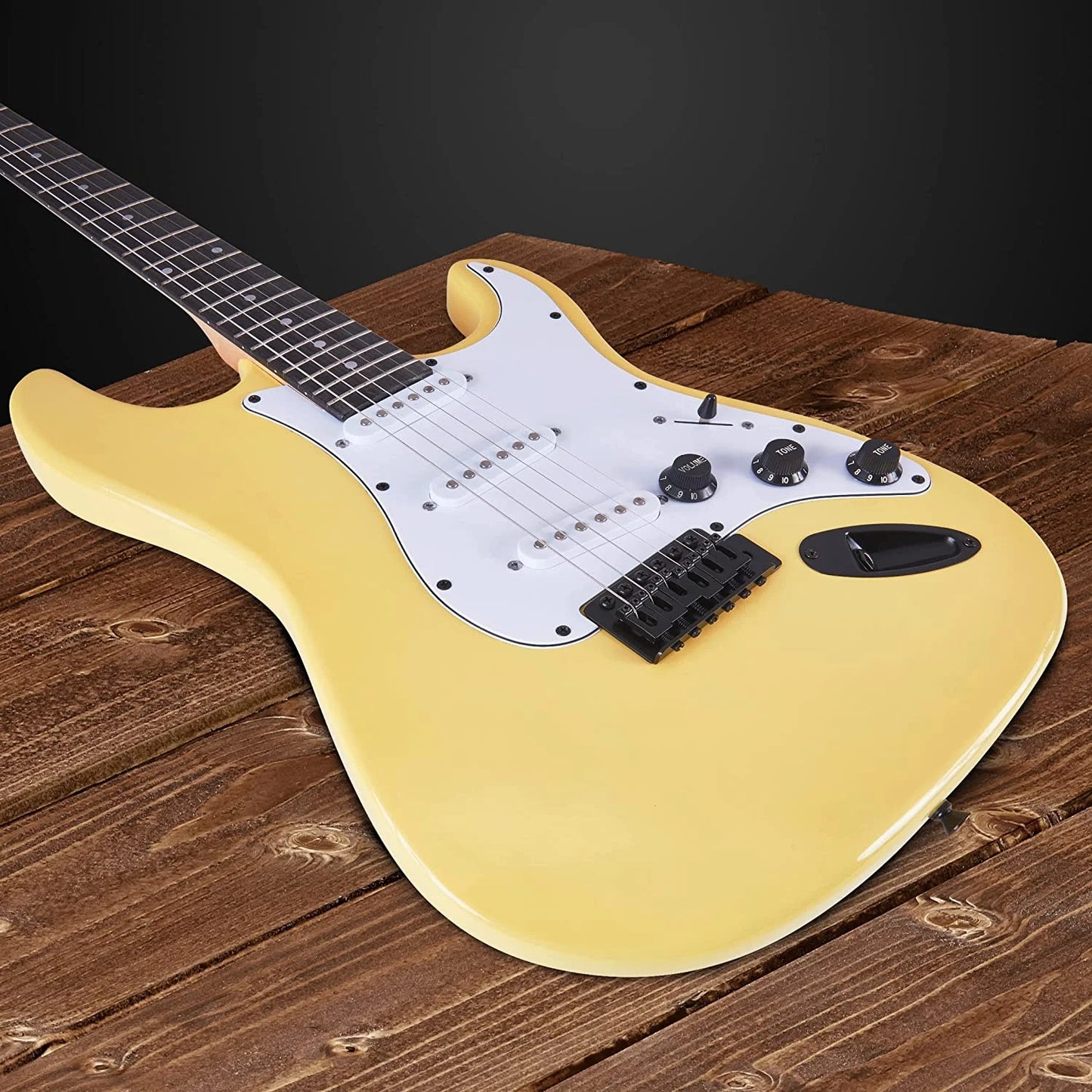 Electric Guitar 39 Inch Beginner Kit W/ 20W Amp, Accessories - Retro Yellow