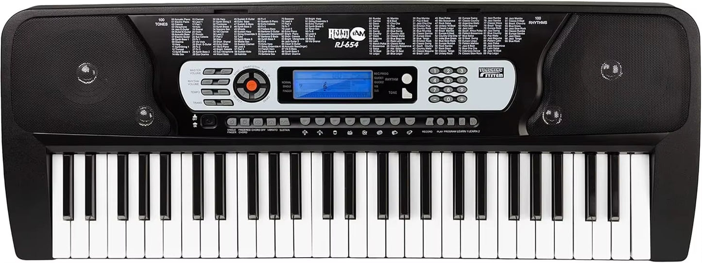 54 Key Keyboard Piano Portable with Power Supply,Sheet Music Stand,Piano Note Stickers & Simply Piano Lessons-Rj654