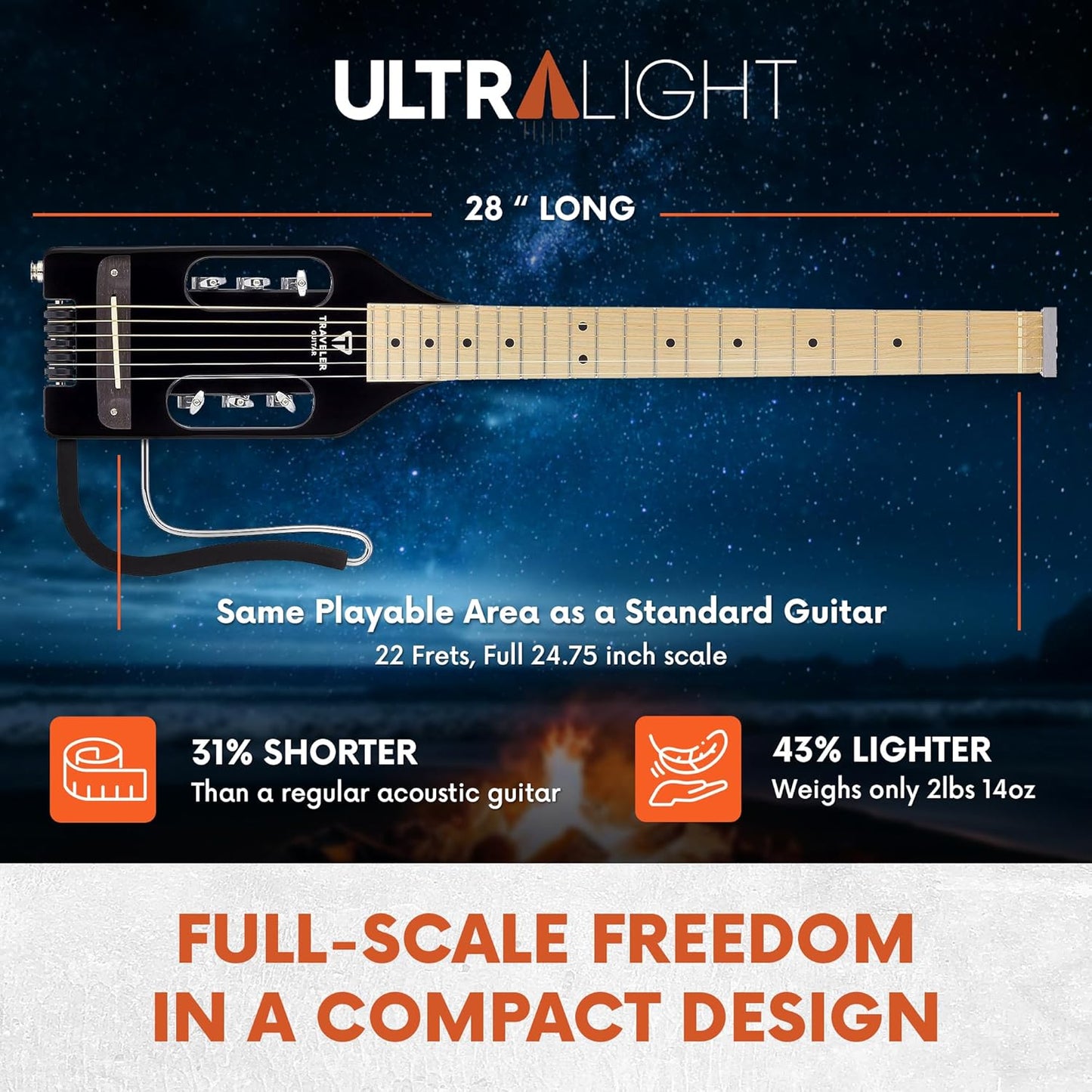 Ultra-Light Acoustic Acoustic-Electric Guitar, Black Gloss