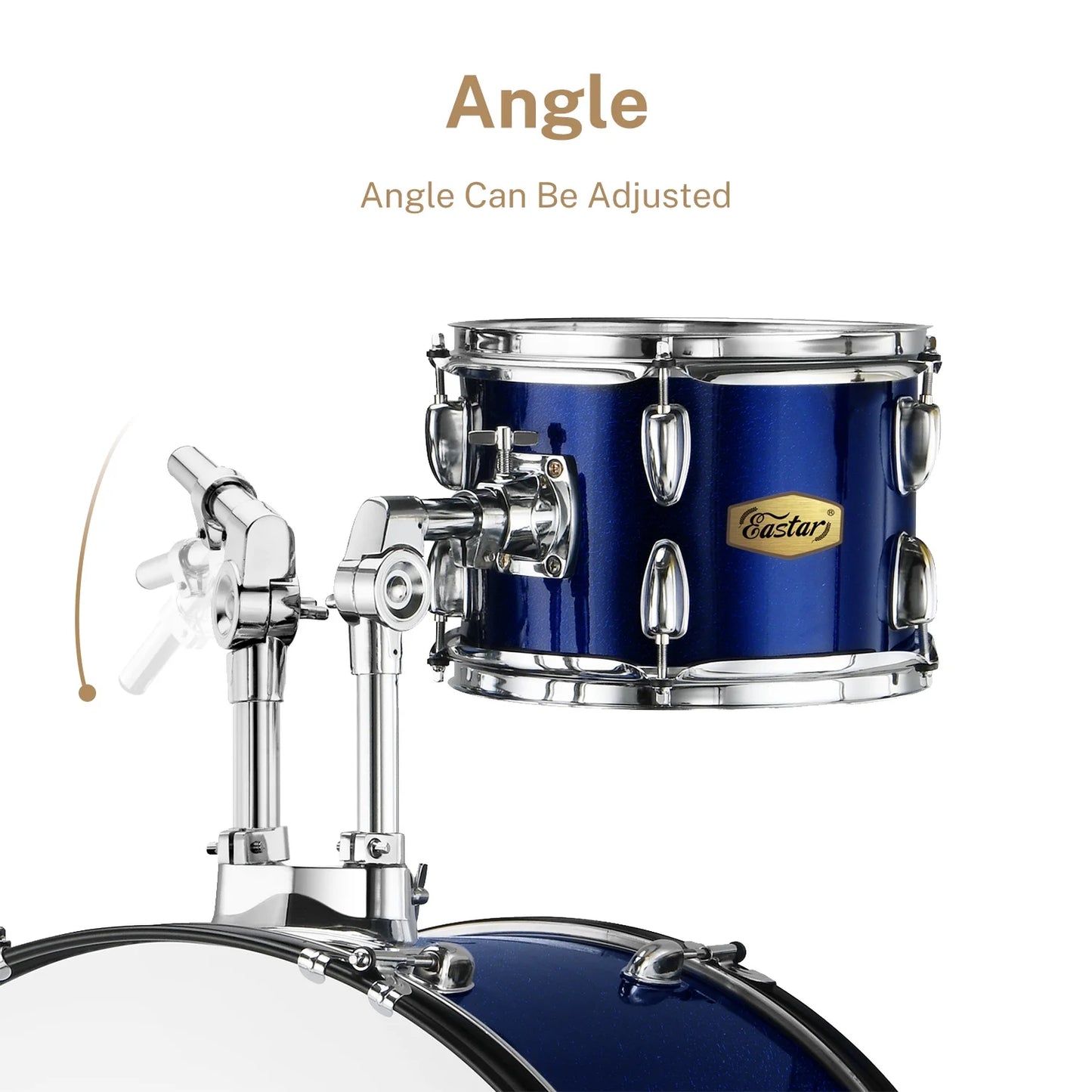 22" 5Pcs Adult Size Drum Set for Beginner Starter Complete Percussion Instrument with Throne, Pedal, Drumsticks, Metallic Blue