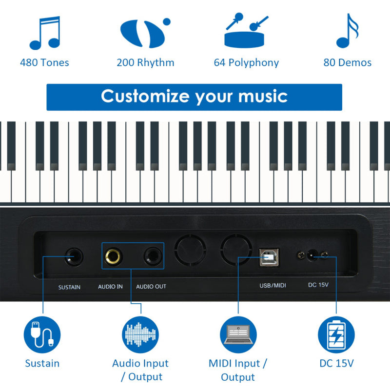 88-Key Full Size Digital Piano Weighted Keyboard with Sustain Pedal