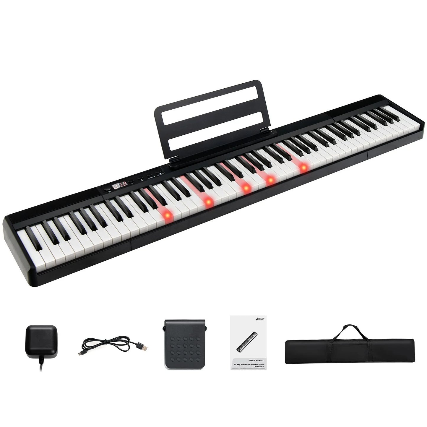88-Key Electronic Keyboard with Storage Bag for Kids and Adults