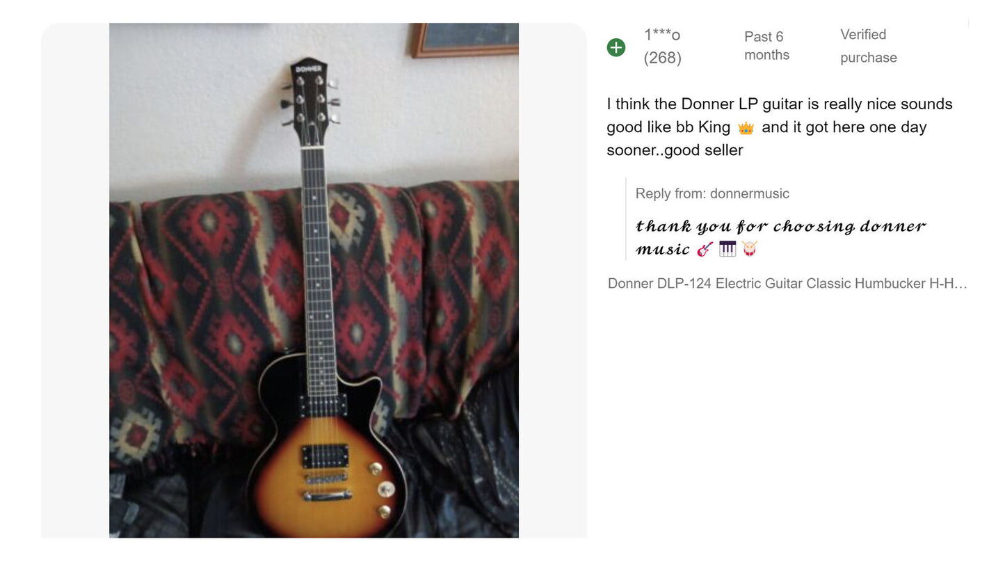 ๐ธ Donner DLP-124 Electric Guitar Classic Humbucker H-H Pickups with Gig Bag