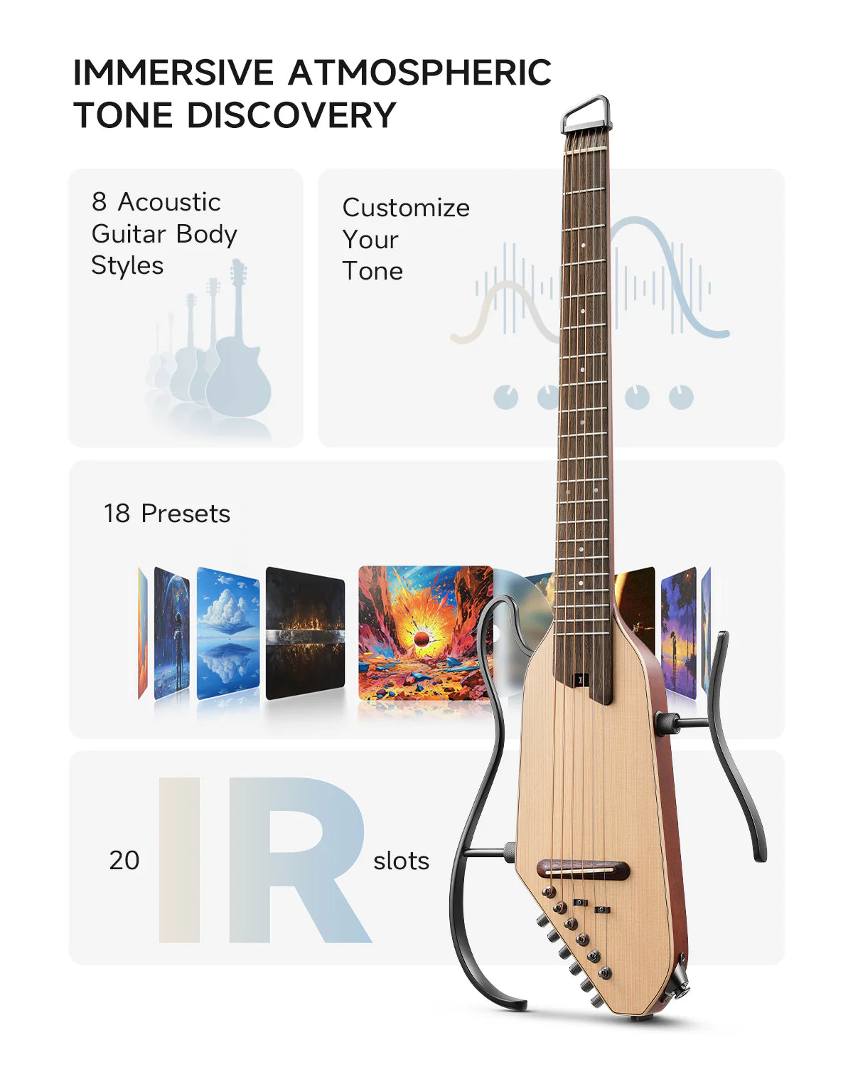 HUSH™ I PRO Acoustic-Electric Travel Guitar Kit with Sound Effects