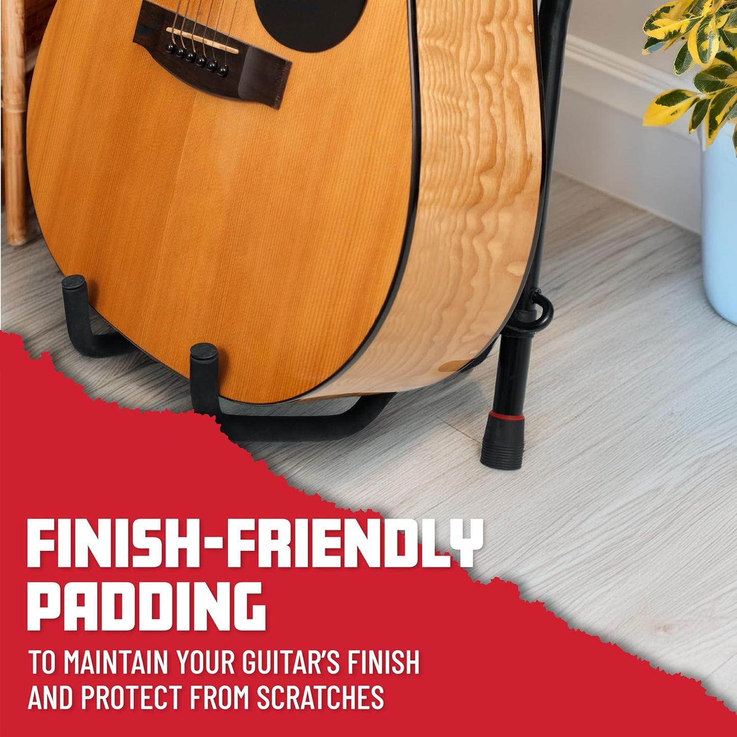 Guitar Seating with Padded Cushion; Ergonomic Backrest and Fold Out with Stand; Holds Both Acoustic and Electric Guitars (GFW-GTR-SEAT)