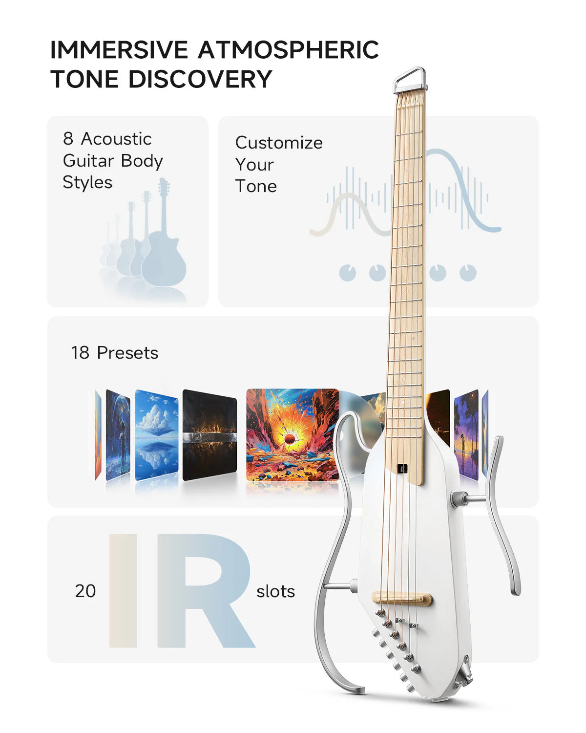 HUSH™ I PRO Acoustic-Electric Travel Guitar Kit with Sound Effects