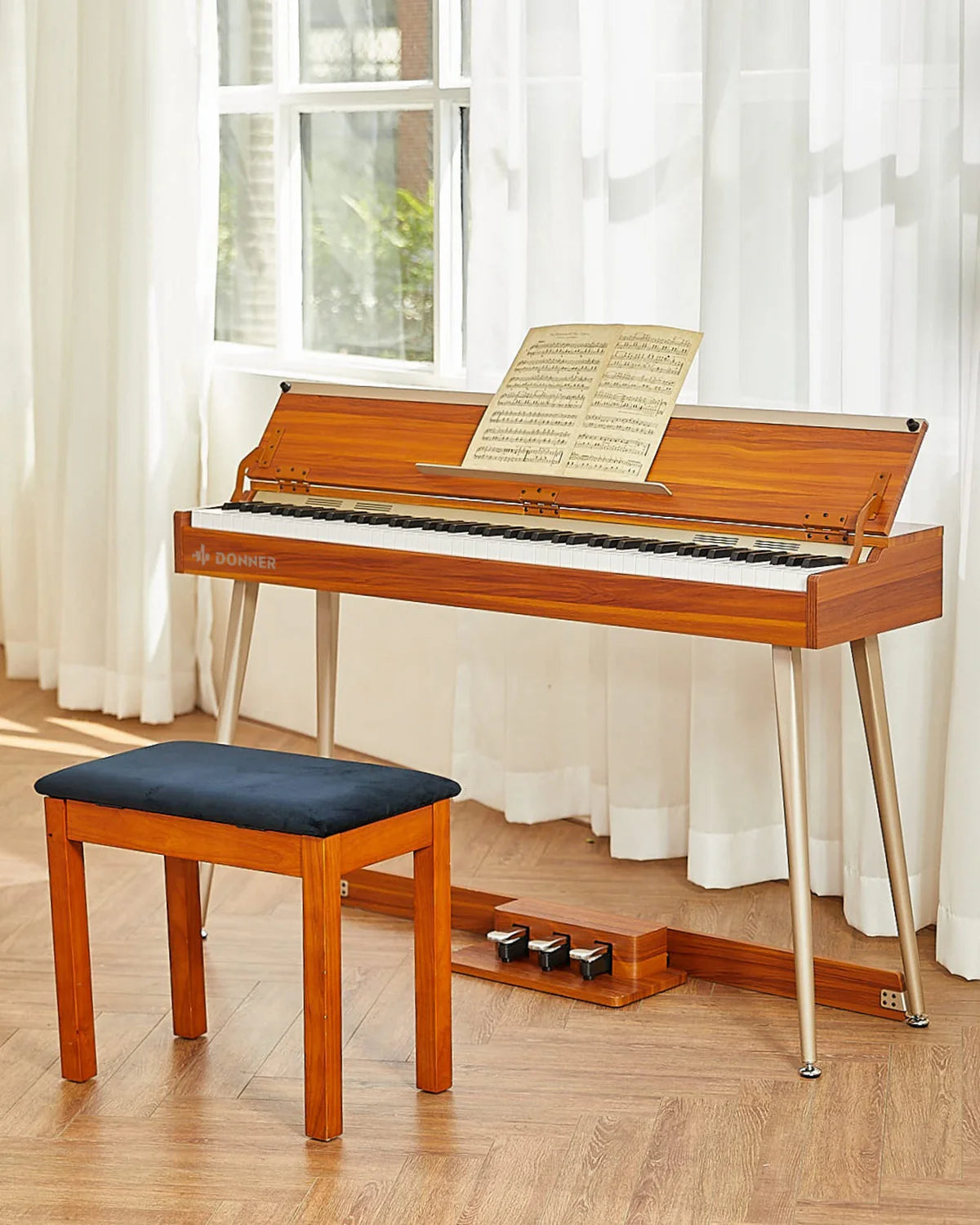 DDP-80 plus 88 Key Weighted Wooden Upright Digital Piano with Semi-Open Cover