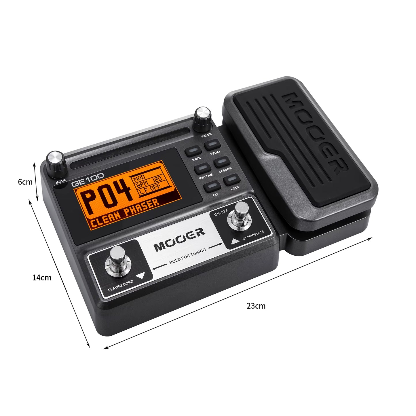 MOOER GE100 Guitar Pedal Multi-Effects Processor Effect Pedal with Loop Recording Max Time 180S 8 Effect Modules 40 Drum Rhythms