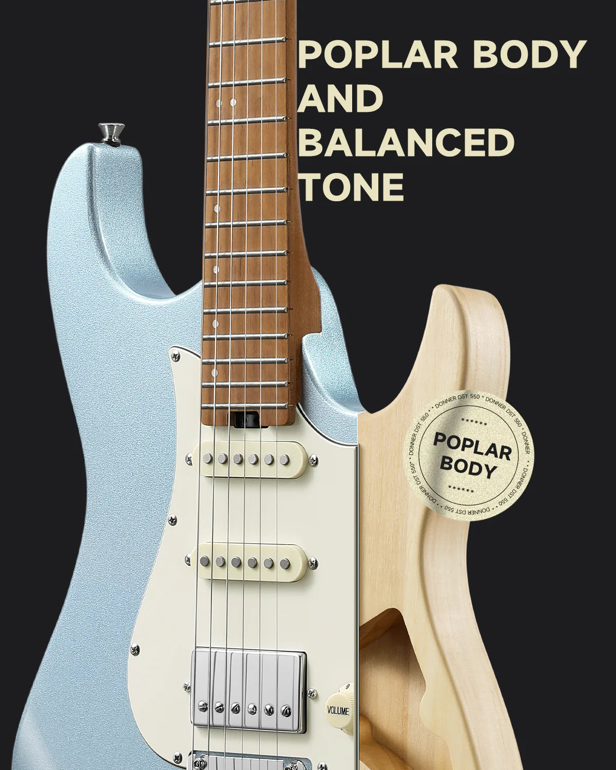 DST-550 39-Inch ST Electric Guitar HSS Pickup Solid Double-Cut Poplar Body