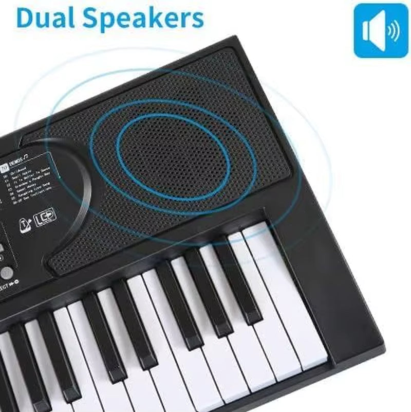 61 Keys Piano Keyboard,With Microphone Piano Note Sticker Power Supply Music Stand Electronic Digital Keyboard Gift
