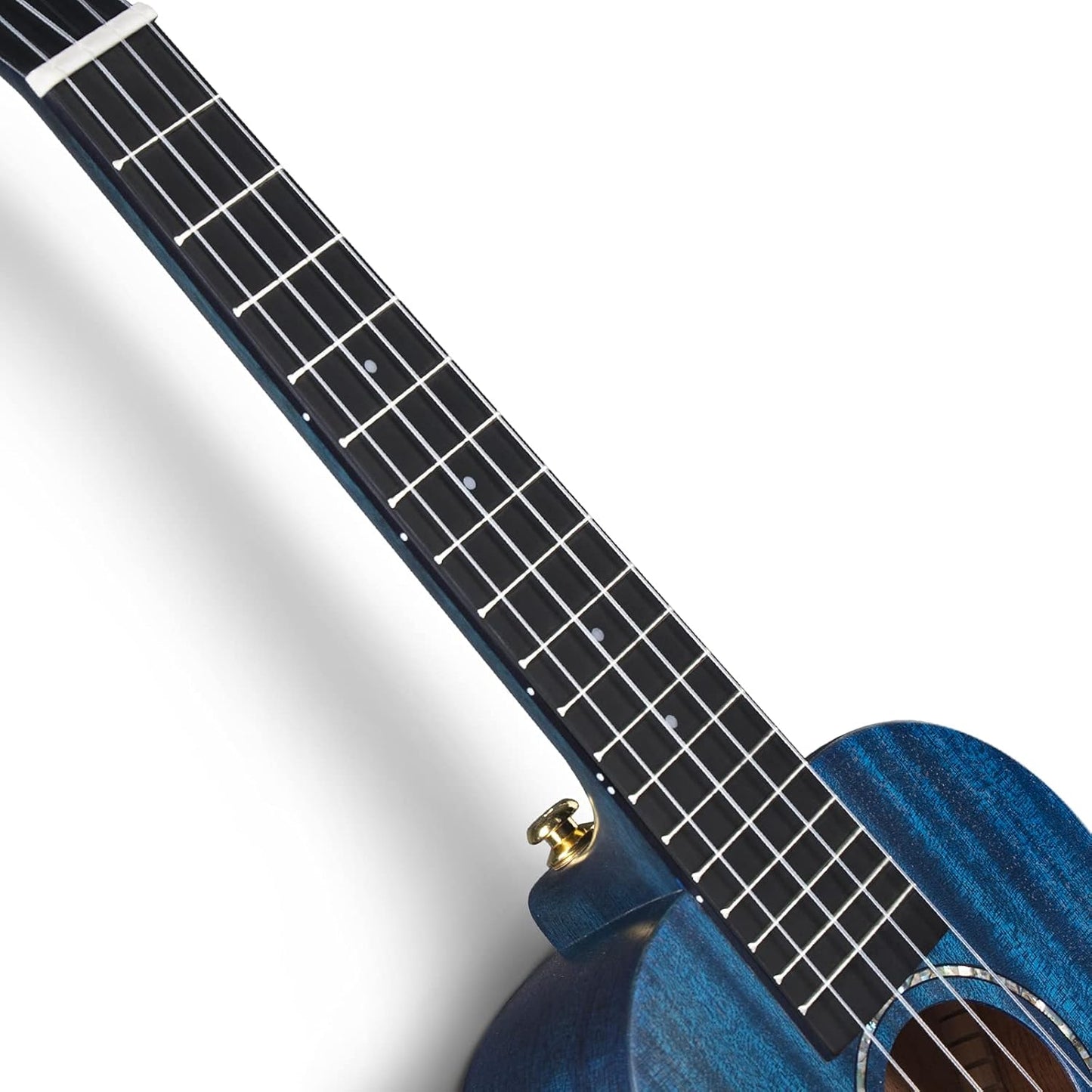 Concert Ukulele 23" Blue All Solid Mahogany Ukeleles for Adults Beginners Kids with Cherry Blossom Pattern Bundle Case Tuner Strap Strings Capo Sand Shaker Picks Polish Cloth (EUC-MS BU)