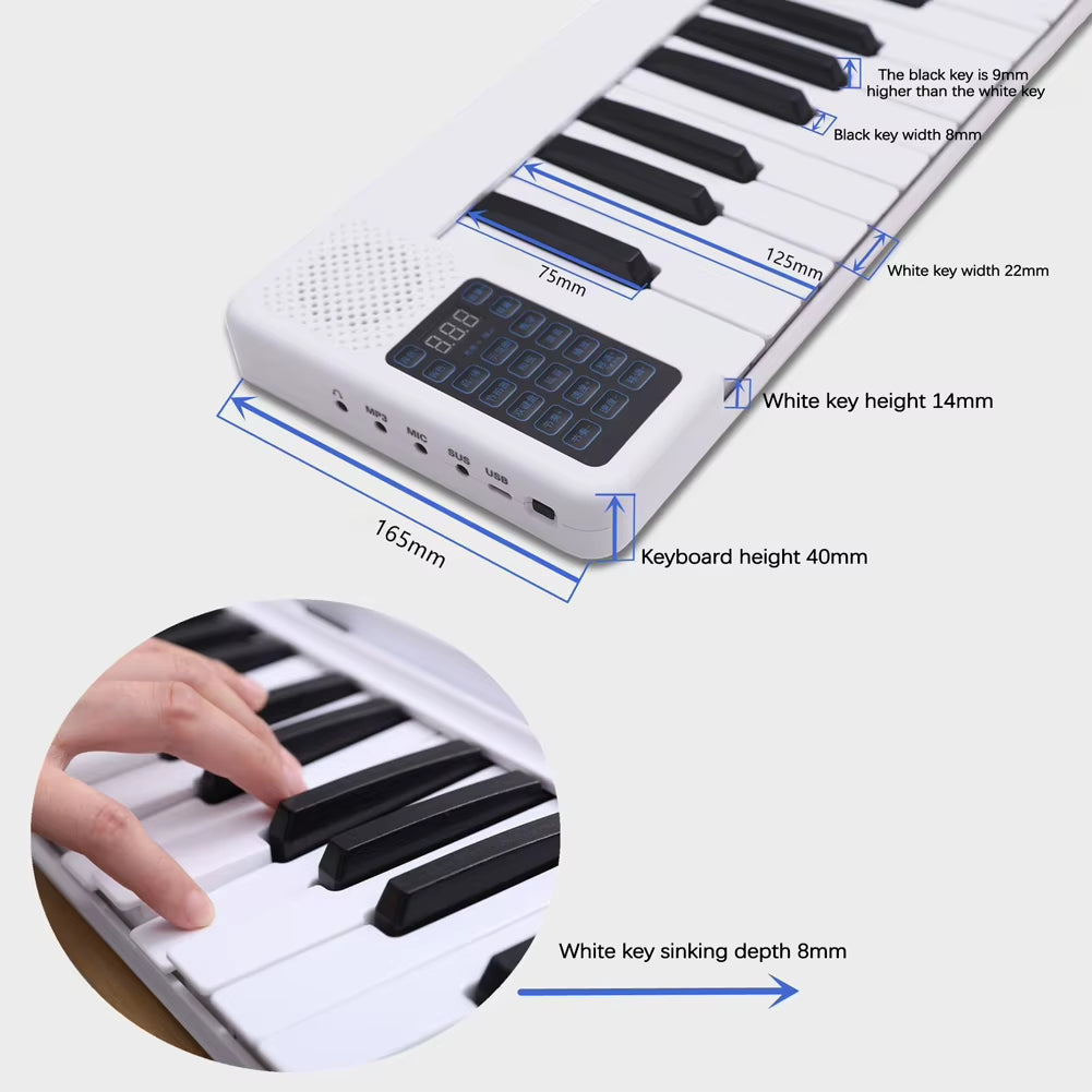 88-Keys Foldable Piano Multifunctional Digital Piano Portable Electronic Piano Keyboard Piano for Student Musical Instrument