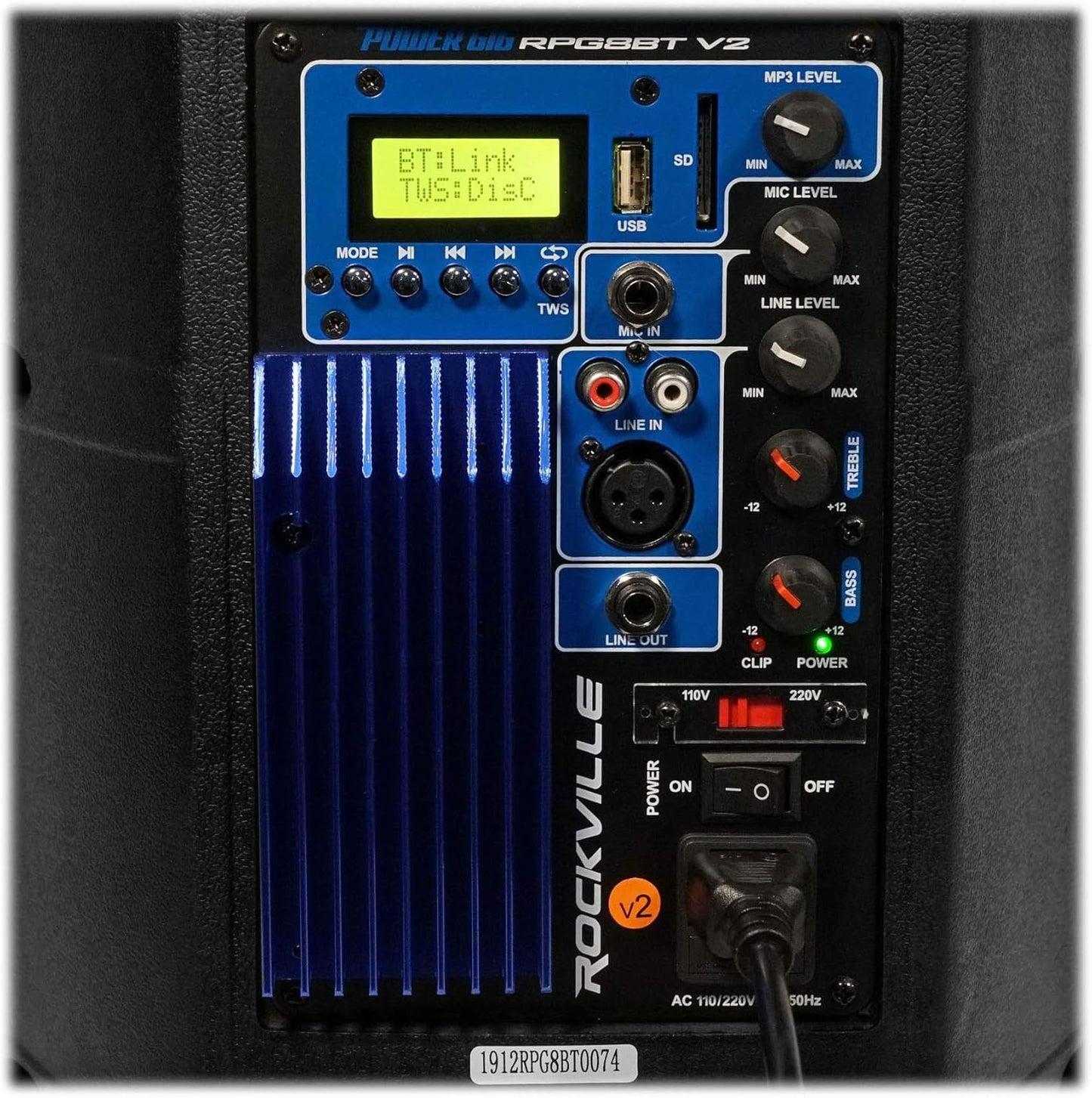 RPG8BT V2 8" Powered 400W DJ PA Speaker Bluetooth/Wireless/Remote/Eq, Black