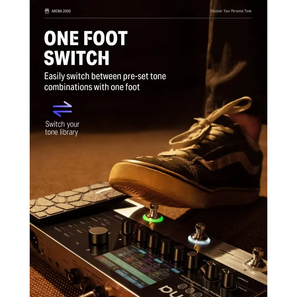 Arena 2000 Multi-Effect Pedal 278 Effects IR AMP Drum Looper MIDI in Effector with Softwear APP for Electric Guitar