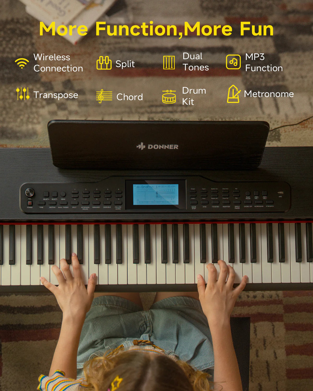 DDP-95 88 Key Weighted Upright Digital Piano for Beginners with 4.3" LCD
