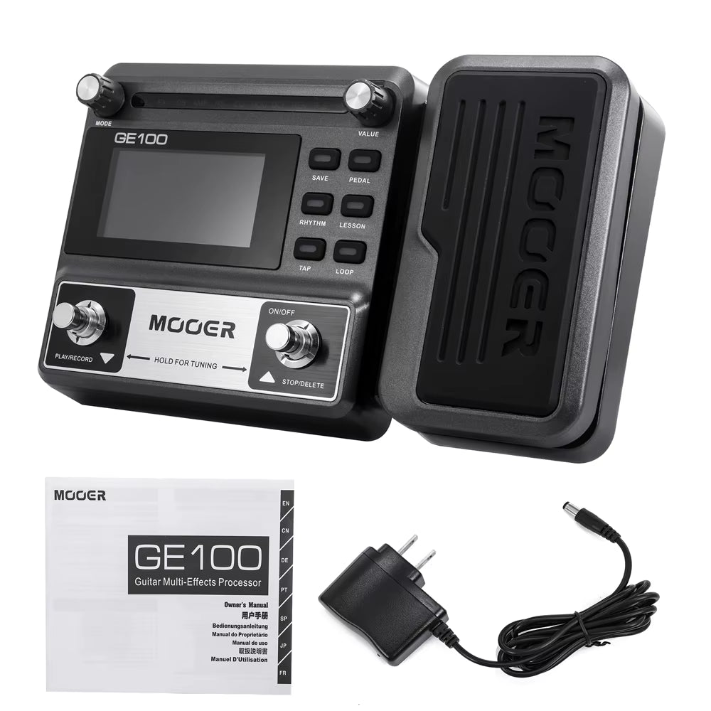 MOOER GE100 Guitar Pedal Multi-Effects Processor Effect Pedal with Loop Recording Max Time 180S 8 Effect Modules 40 Drum Rhythms