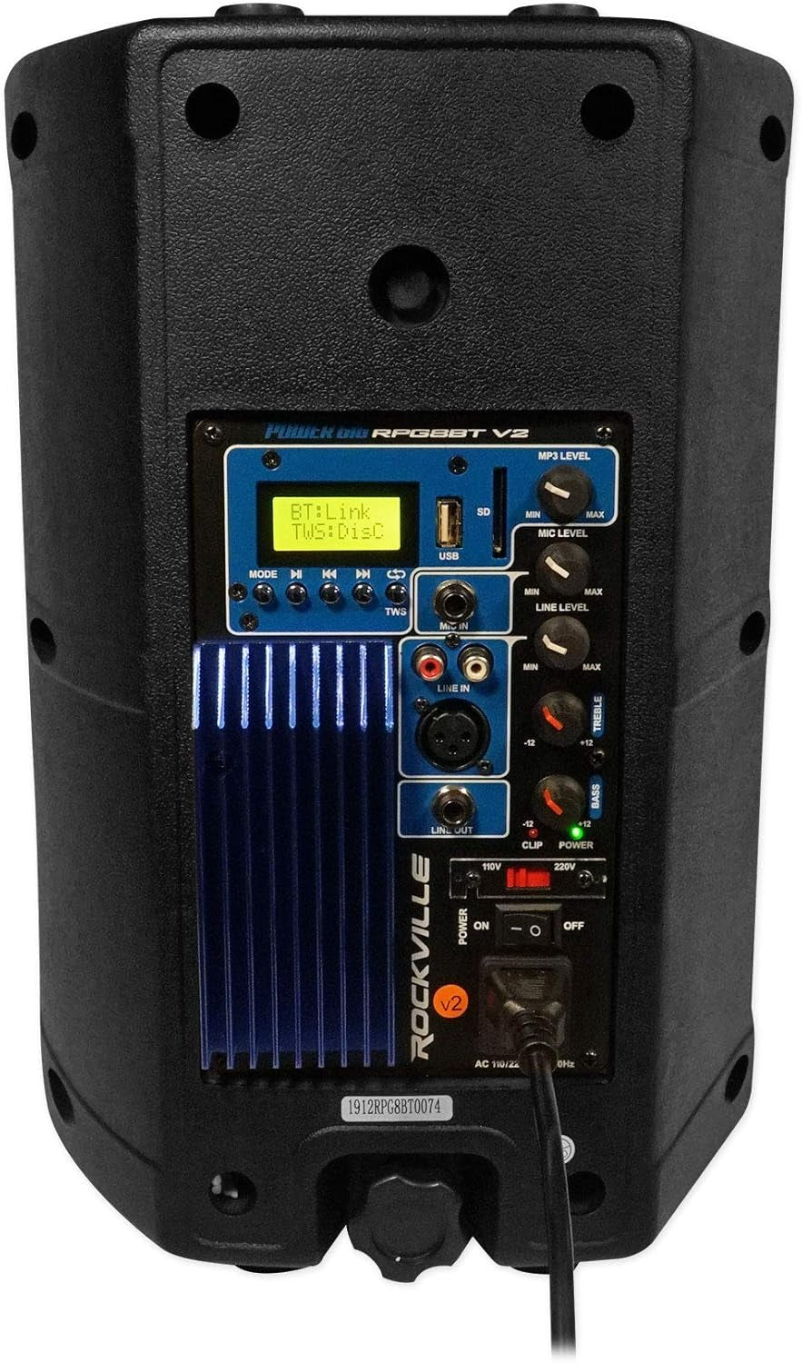 RPG8BT V2 8" Powered 400W DJ PA Speaker Bluetooth/Wireless/Remote/Eq, Black