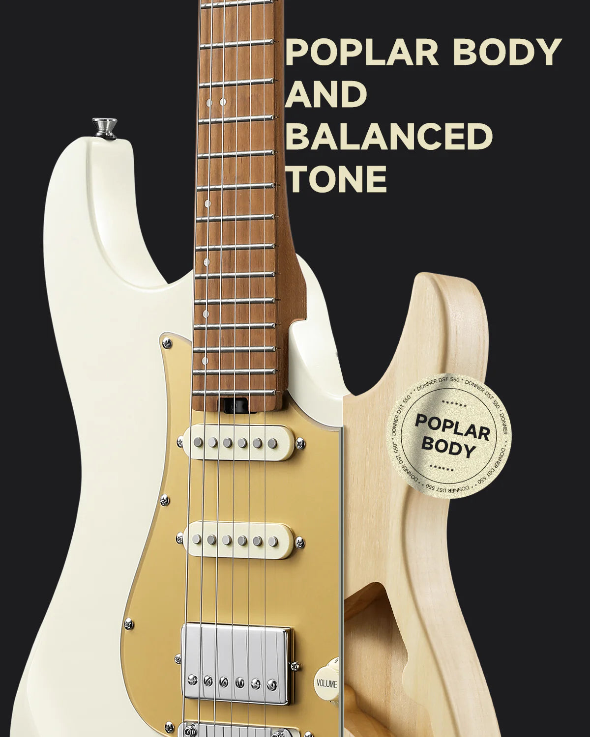 DST-550 39-Inch ST Electric Guitar HSS Pickup Solid Double-Cut Poplar Body