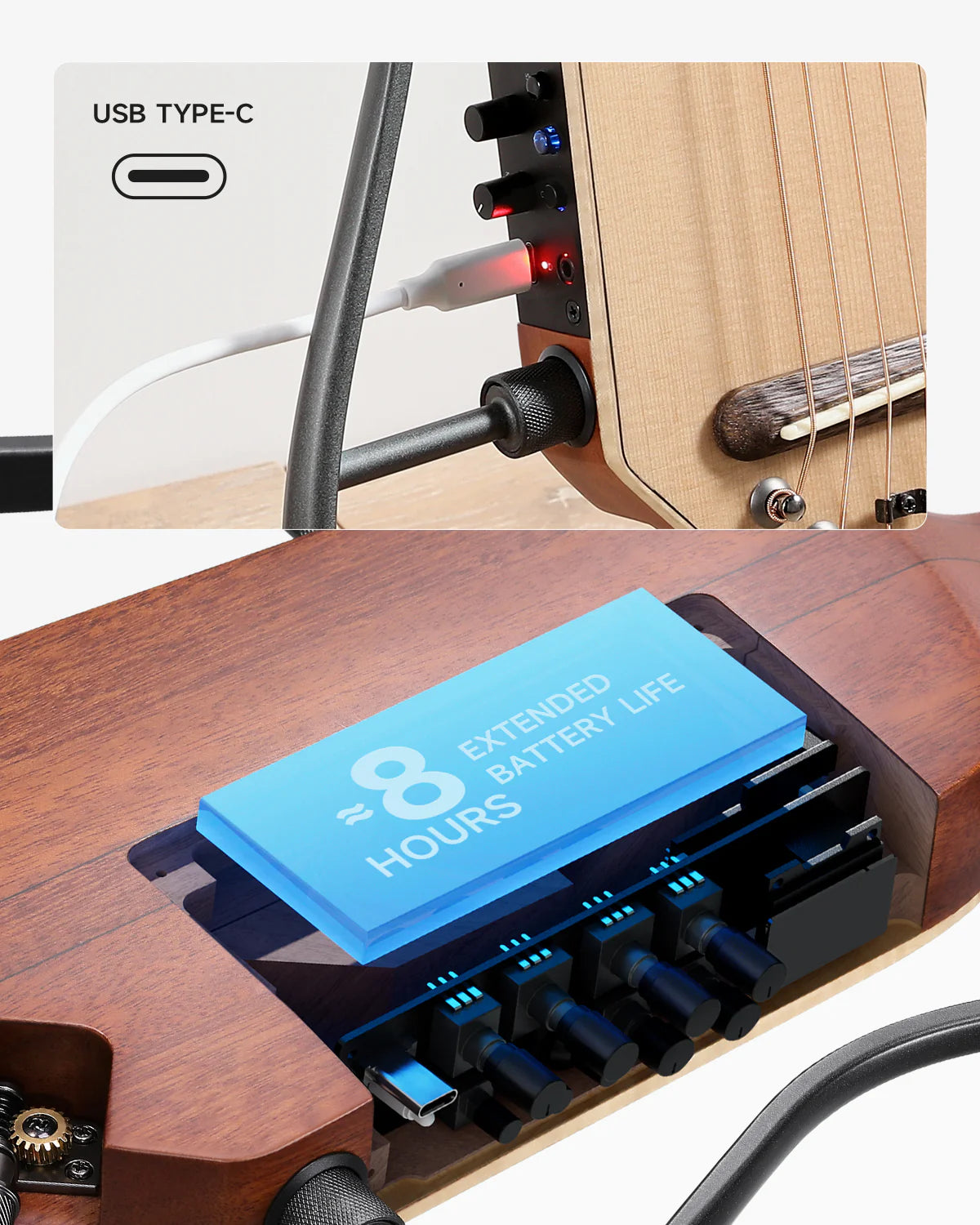 HUSH™ I PRO Acoustic-Electric Travel Guitar Kit with Sound Effects