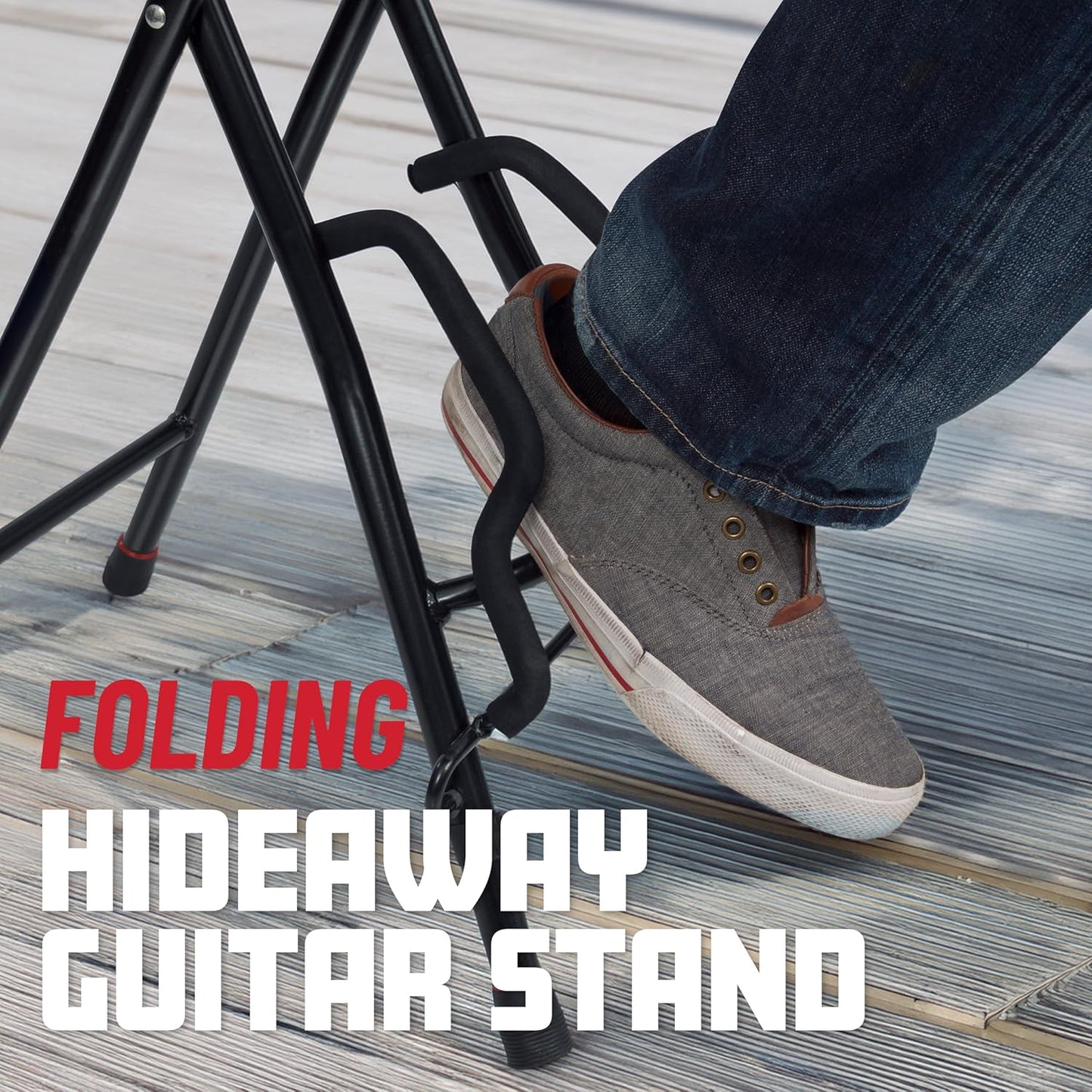 Guitar Seating with Padded Cushion; Ergonomic Backrest and Fold Out with Stand; Holds Both Acoustic and Electric Guitars (GFW-GTR-SEAT)