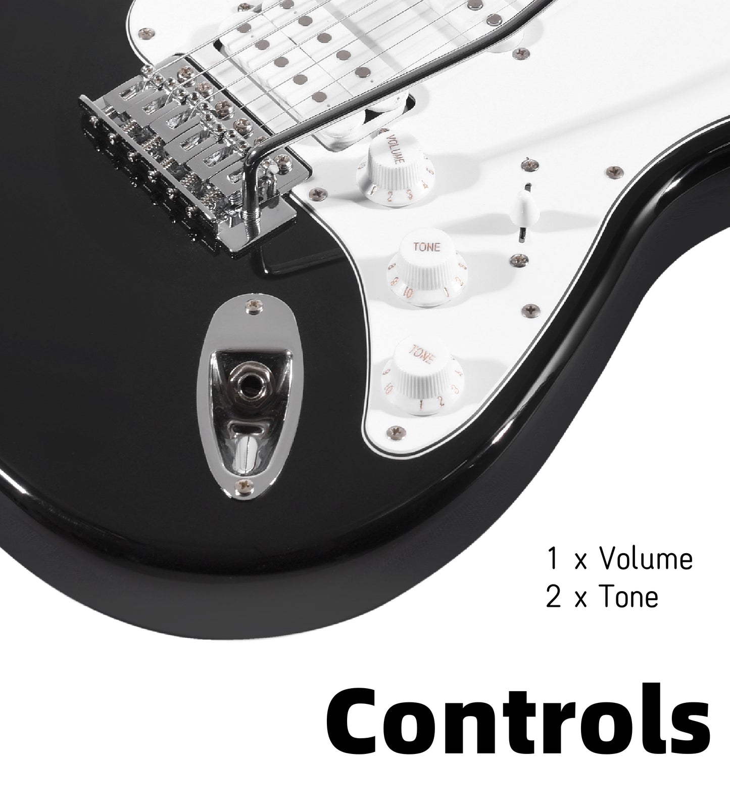 Electric Guitar Solid-Wood Body 39" Beginner Guitar Kit with Amplifier, Bag, Strap, String, Tuner, Cable, Picks and Free Lesson, Black