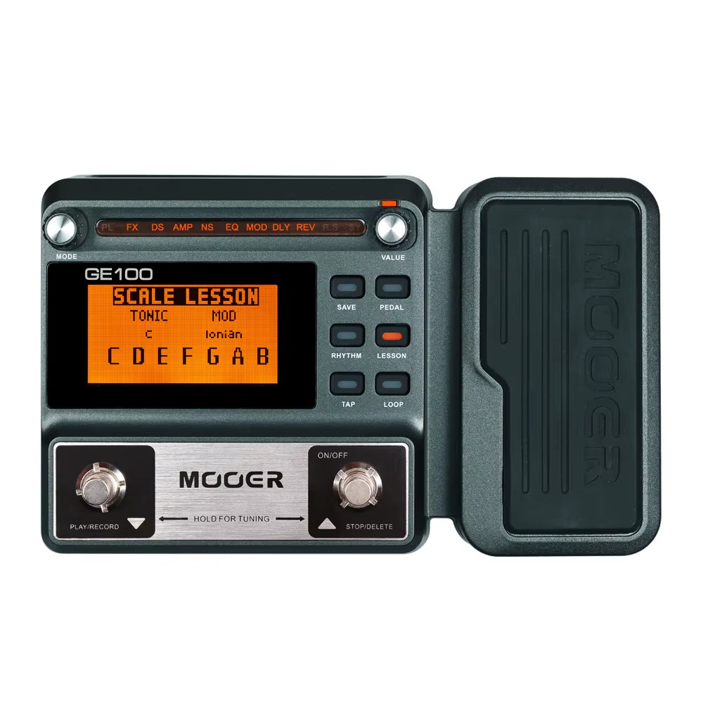 MOOER GE100 Guitar Pedal Multi-Effects Processor Effect Pedal with Loop Recording Max Time 180S 8 Effect Modules 40 Drum Rhythms