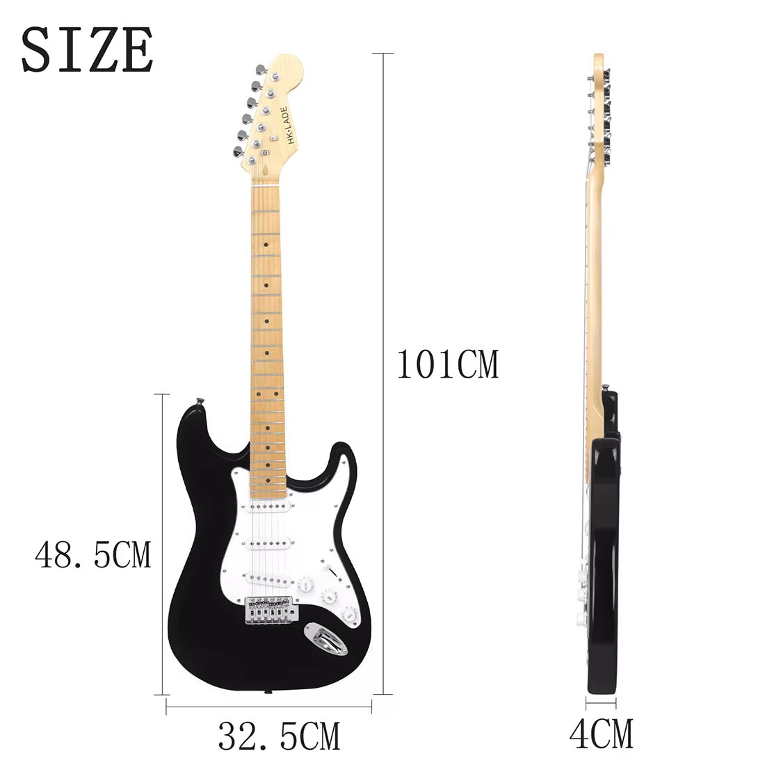 6 String Black Electric Guitar Campus Student Rock Band Trendy Play Electric Guitar Beginner Set Audio Connection Cable