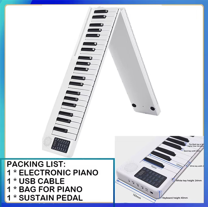 88-Keys Foldable Piano Multifunctional Digital Piano Portable Electronic Piano Keyboard Piano for Student Musical Instrument