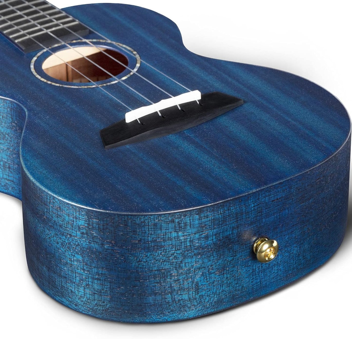 Concert Ukulele 23" Blue All Solid Mahogany Ukeleles for Adults Beginners Kids with Cherry Blossom Pattern Bundle Case Tuner Strap Strings Capo Sand Shaker Picks Polish Cloth (EUC-MS BU)