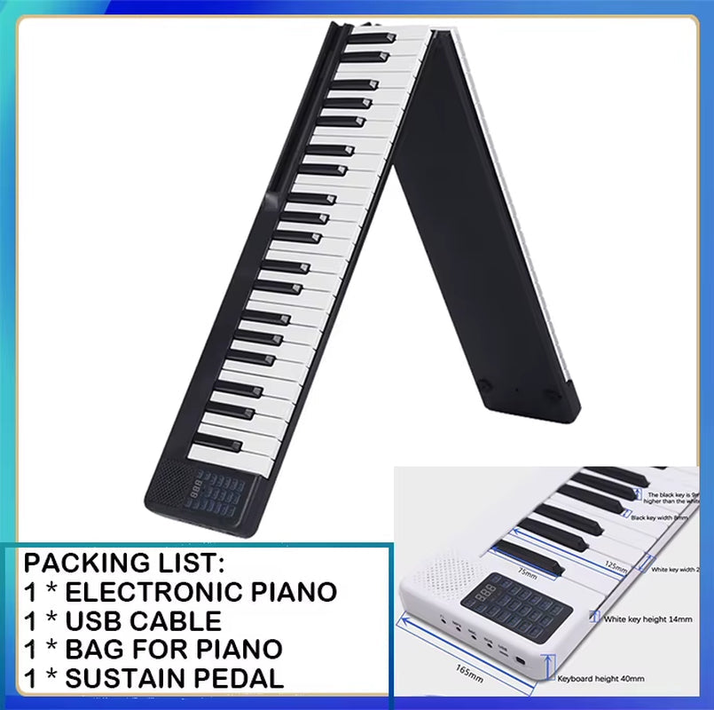88-Keys Foldable Piano Multifunctional Digital Piano Portable Electronic Piano Keyboard Piano for Student Musical Instrument