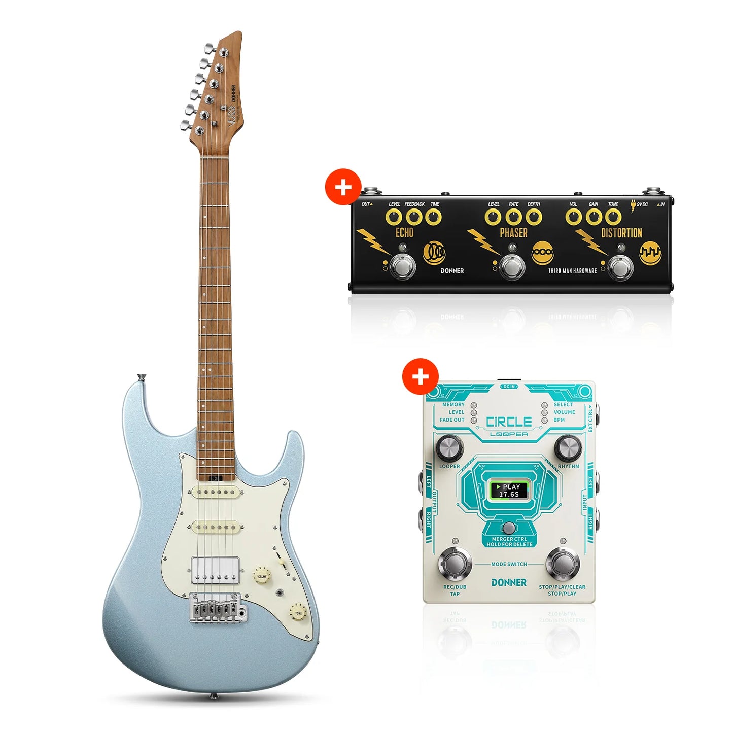 DST-550 39-Inch ST Electric Guitar HSS Pickup Solid Double-Cut Poplar Body