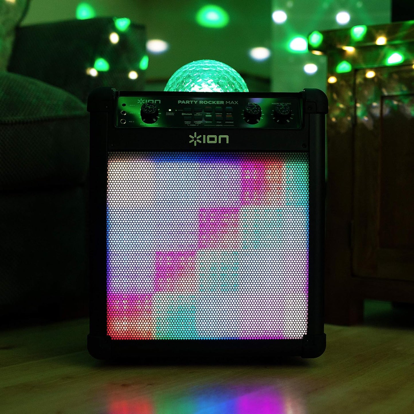Audio Party Rocker Max - 100W Portable Wireless Bluetooth Speaker and Karaoke Centre with Rechargeable Battery, Party Light Display and Microphone