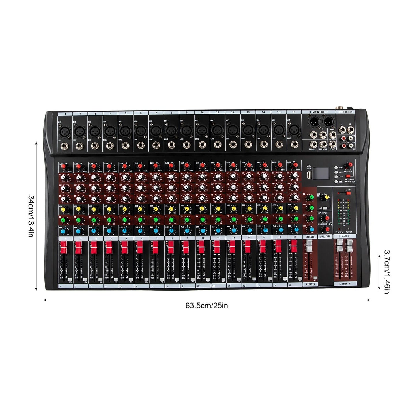 Professional 16 Channel Sound Mixing Console Board USB DJ Wireless Bluetooth Audio Mixer