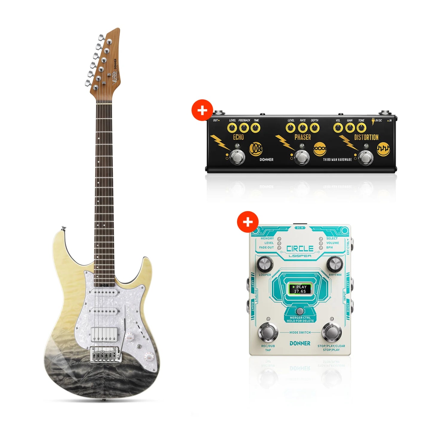 DST-550 39-Inch ST Electric Guitar HSS Pickup Solid Double-Cut Poplar Body