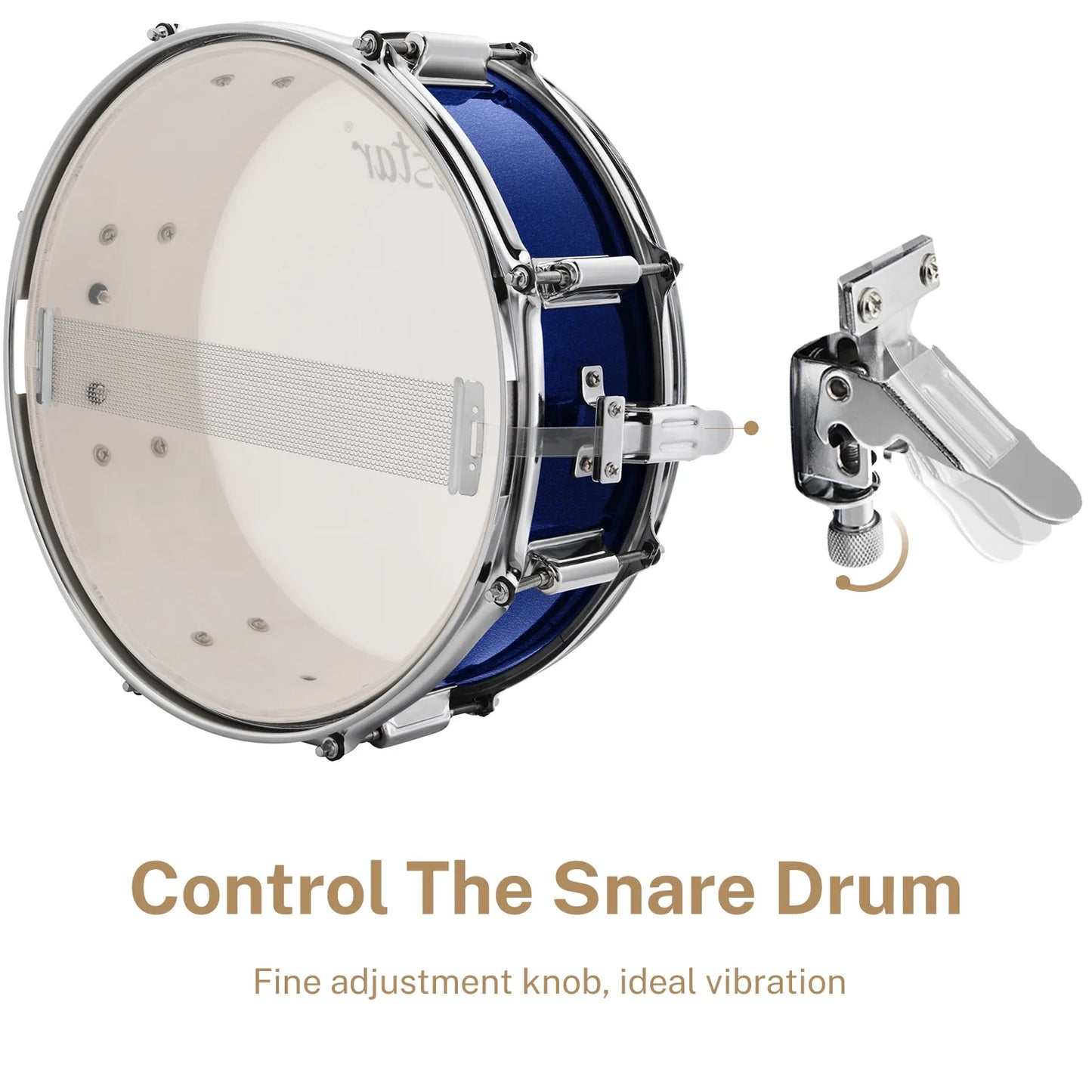 22" 5Pcs Adult Size Drum Set for Beginner Starter Complete Percussion Instrument with Throne, Pedal, Drumsticks, Metallic Blue