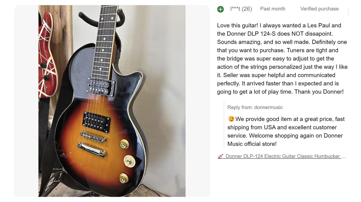 ๐ธ Donner DLP-124 Electric Guitar Classic Humbucker H-H Pickups with Gig Bag