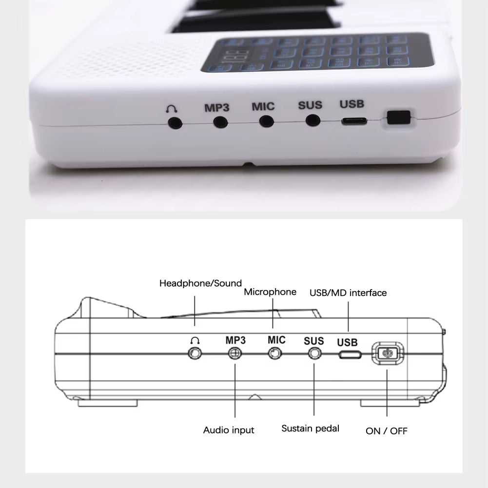 88-Keys Foldable Piano Multifunctional Digital Piano Portable Electronic Piano Keyboard Piano for Student Musical Instrument