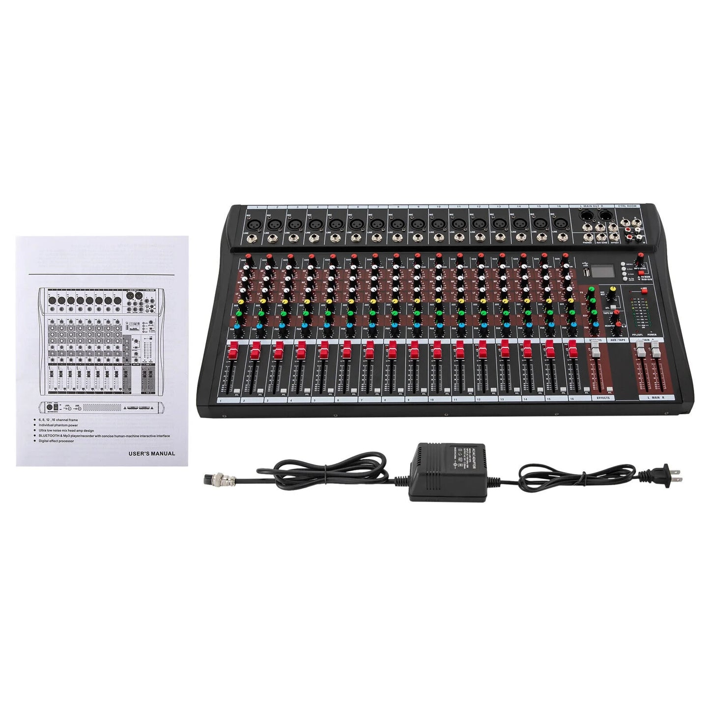 Professional 16 Channel Sound Mixing Console Board USB DJ Wireless Bluetooth Audio Mixer