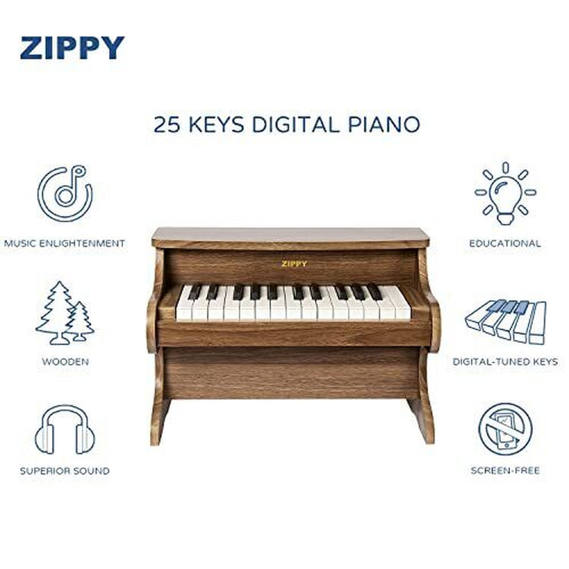 Kids Piano Keyboard, 25 Keys Digital Piano for Kids, Mini Music Walnut