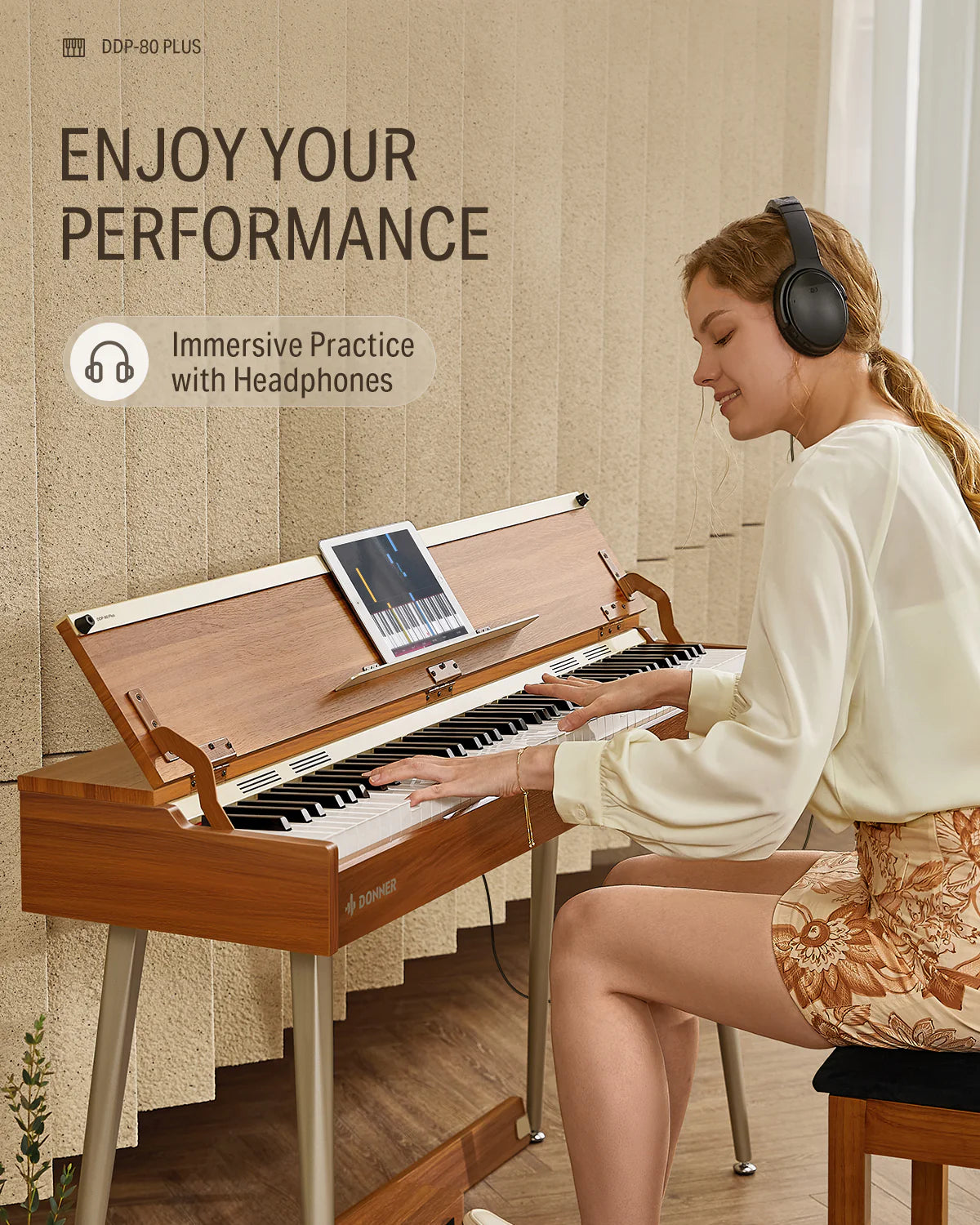 DDP-80 plus 88 Key Weighted Wooden Upright Digital Piano with Semi-Open Cover