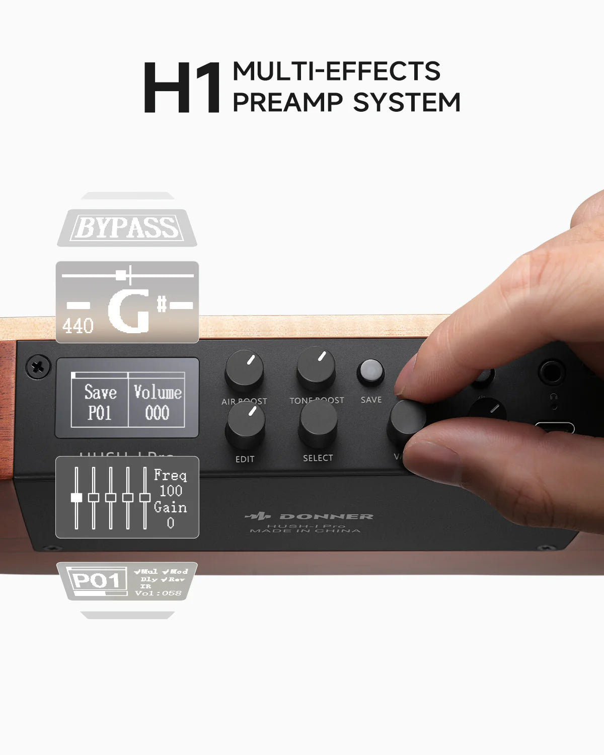HUSH™ I PRO Acoustic-Electric Travel Guitar Kit with Sound Effects