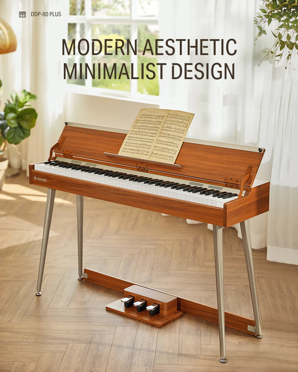 DDP-80 plus 88 Key Weighted Wooden Upright Digital Piano with Semi-Open Cover