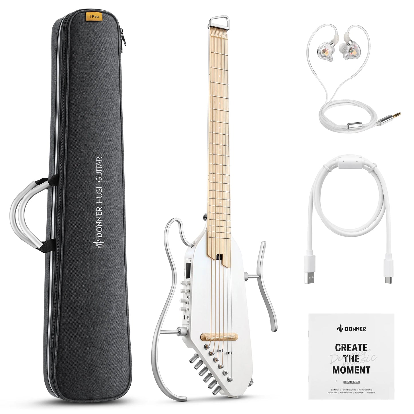HUSH™ I PRO Acoustic-Electric Travel Guitar Kit with Sound Effects