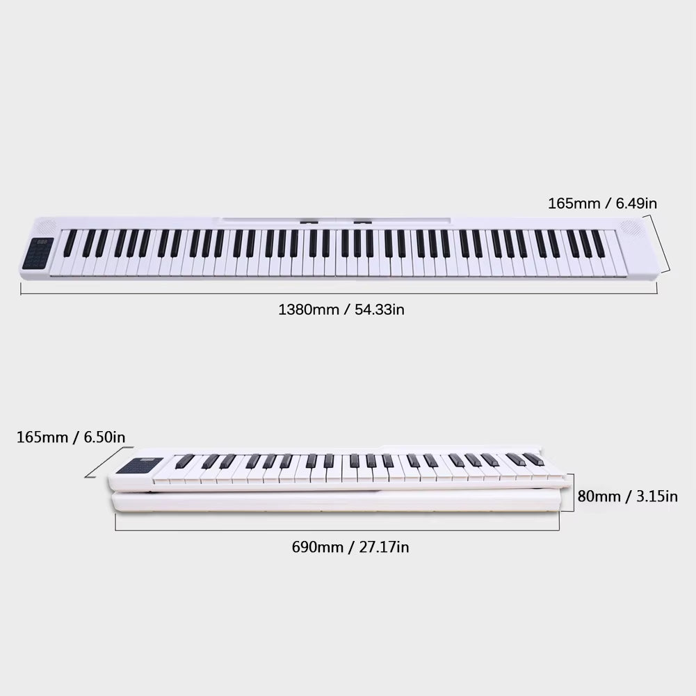 88-Keys Foldable Piano Multifunctional Digital Piano Portable Electronic Piano Keyboard Piano for Student Musical Instrument