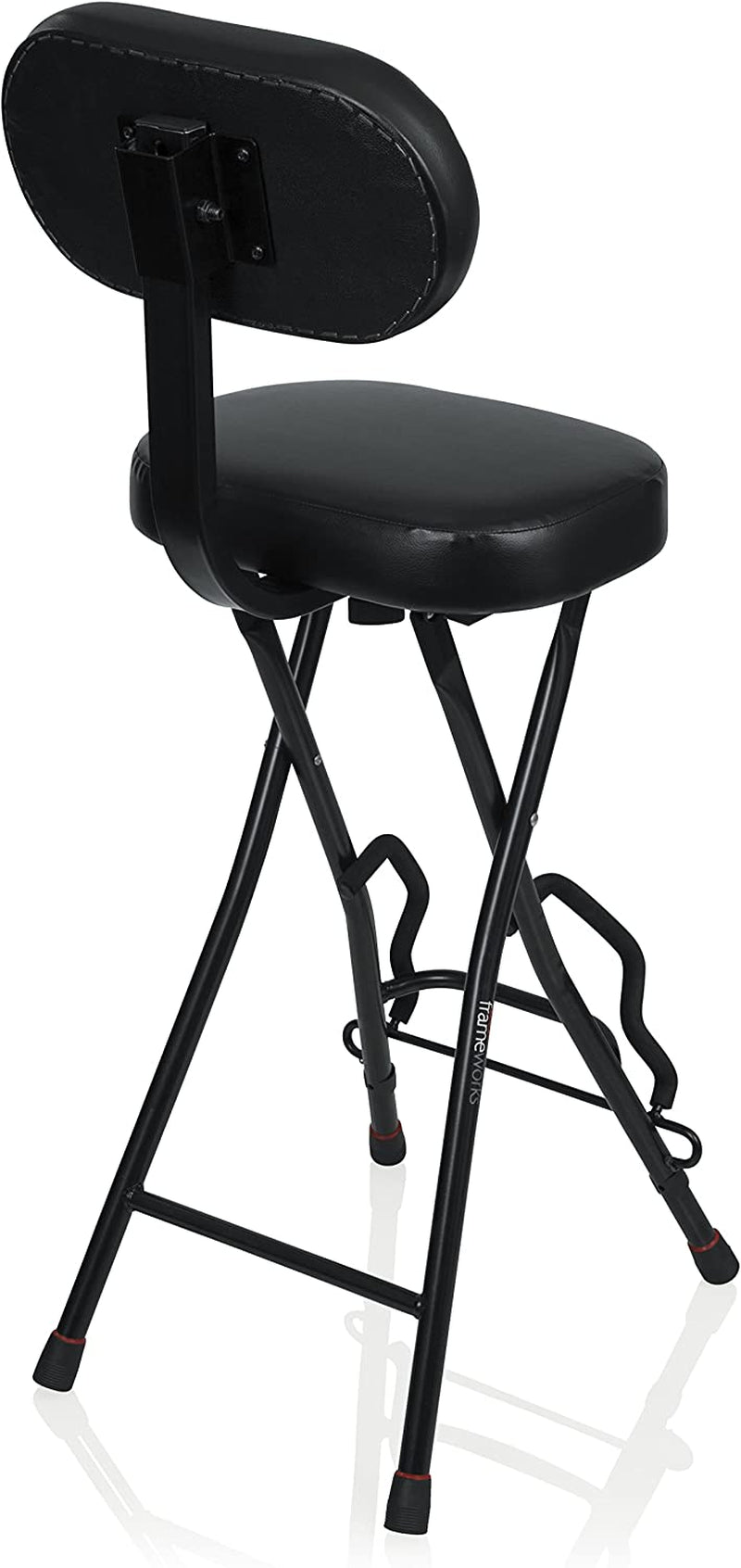 Guitar Seating with Padded Cushion; Ergonomic Backrest and Fold Out with Stand; Holds Both Acoustic and Electric Guitars (GFW-GTR-SEAT)