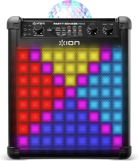 Audio Party Rocker Max - 100W Portable Wireless Bluetooth Speaker and Karaoke Centre with Rechargeable Battery, Party Light Display and Microphone